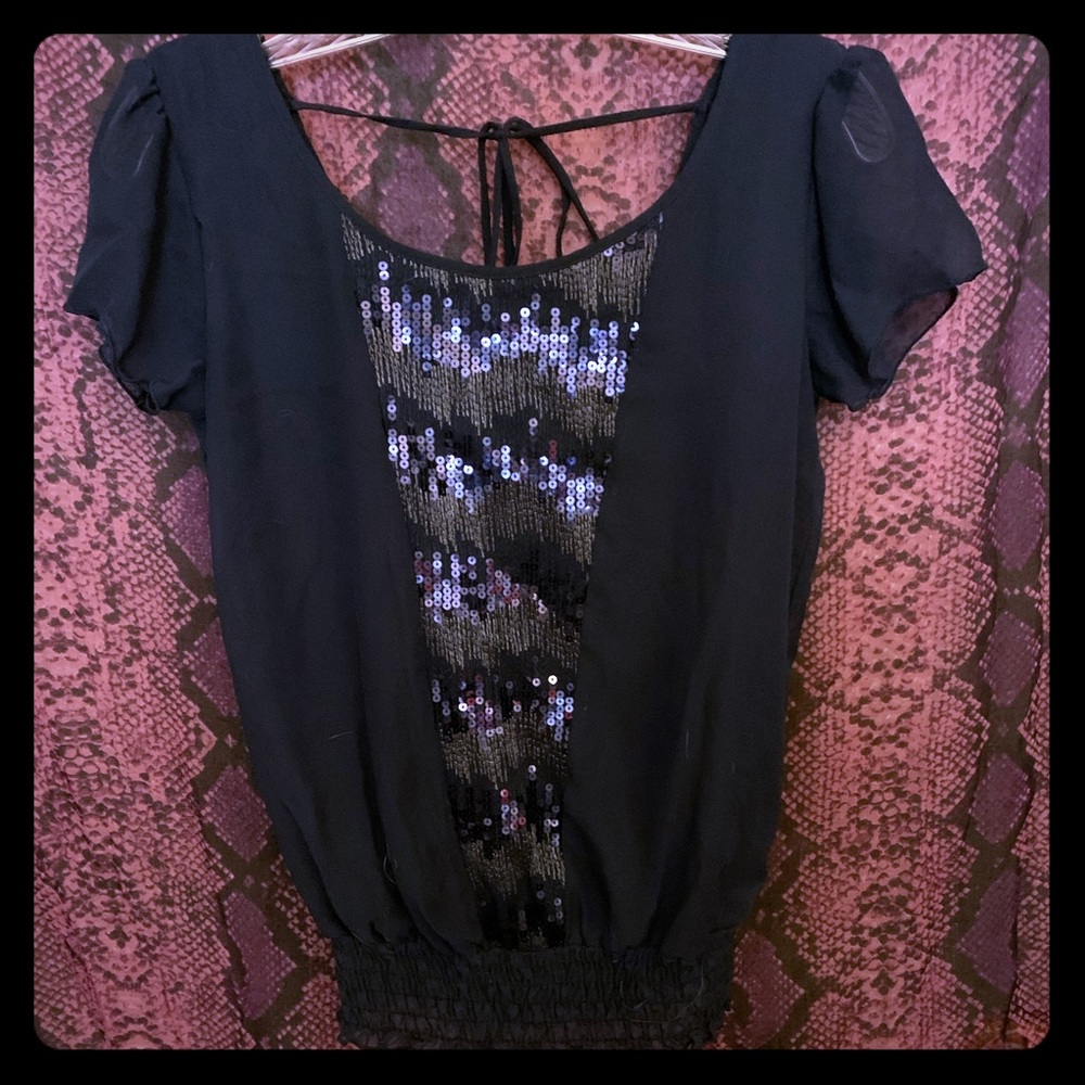 Studio Y Navy and Silver Top